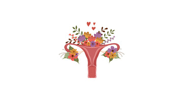 Image of the uterus with flowers coming out of the top and sides