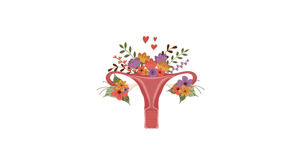Image of the uterus with flowers coming out of the top and sides