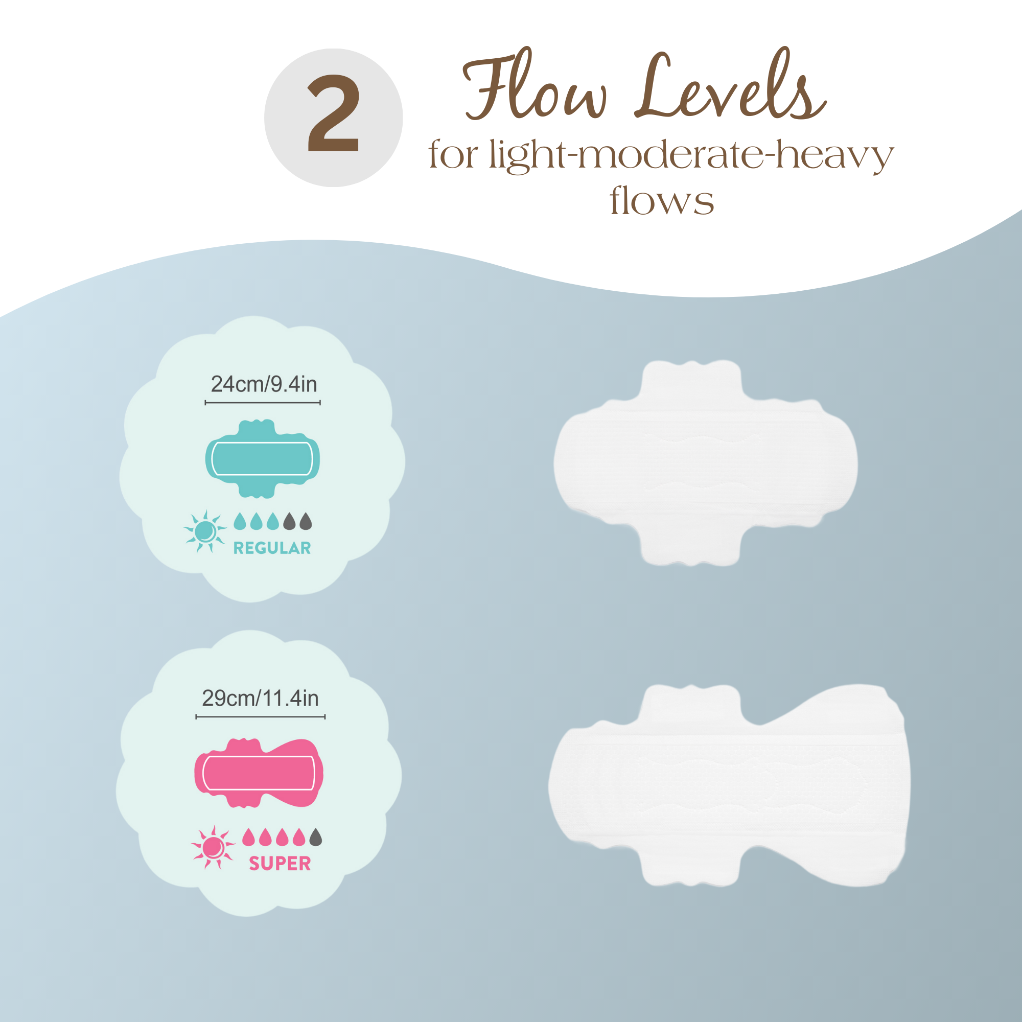 Meaves REGULAR Flow Bundle | 44ct | Regular + Super Pads, 2 sizes, Organic, Moisture Sensitive, High Absorbency, Chemical Free, Ultra-Thin