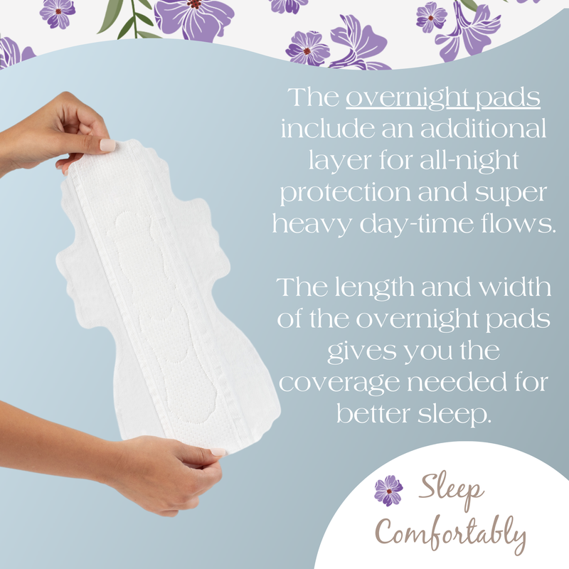Heavy Flow Bundle - Super + Overnight Pads (2 Sizes) - Organic, Ultra-Thin, Renewable Fibres, Silky Smooth, Protects Body & Skin